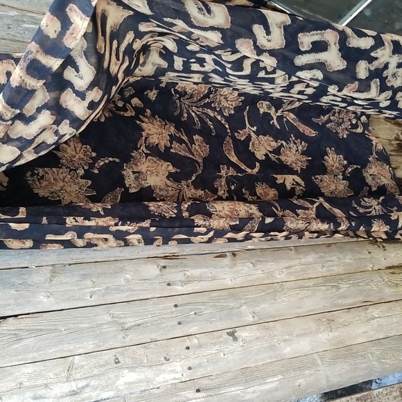 VINTAGE 80s Y2K CAROLE LITTLE Layered ART PRINTS FILMY MAXI DRESS S M Vtg Sz 10 - Picture 8 of 11